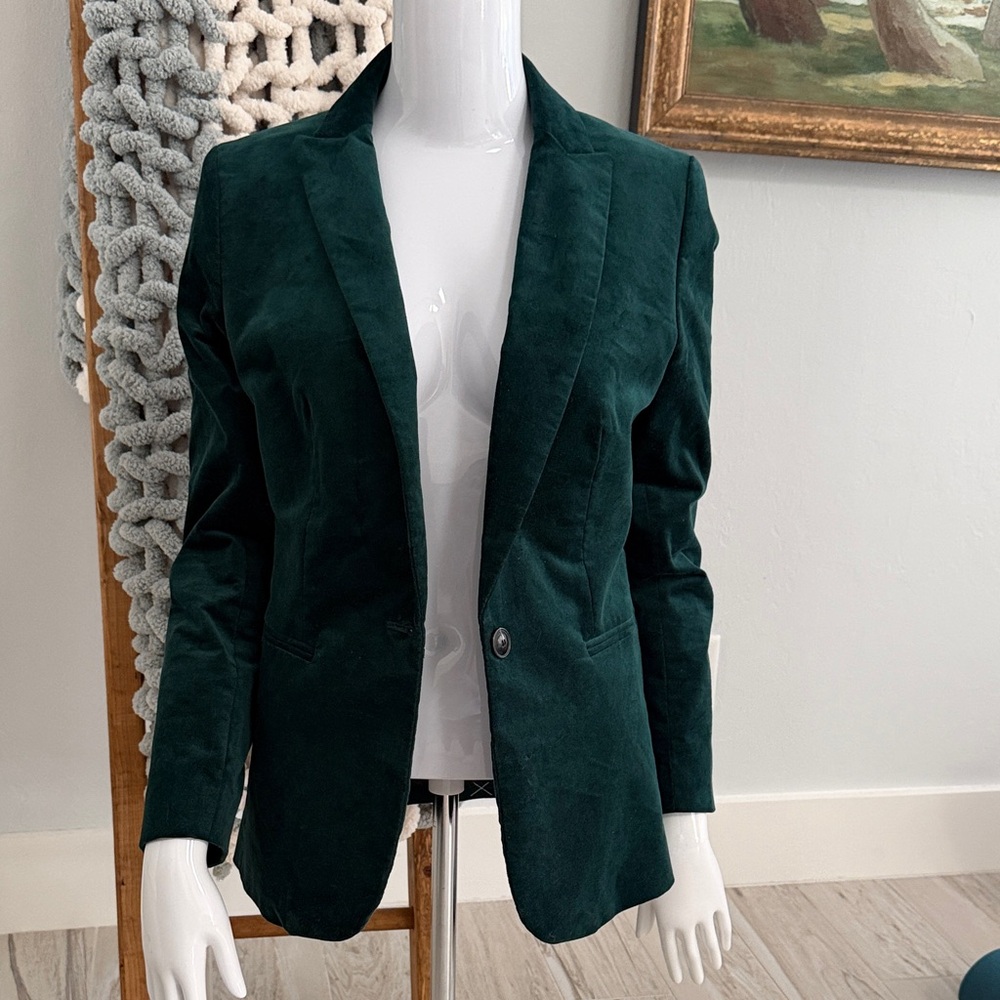 J Crew velvet Elegant Green Women's Blazer 2